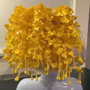 Vintage Yellow Flower Cascade Barrette- Dramatic Statement Retro Hair Clip